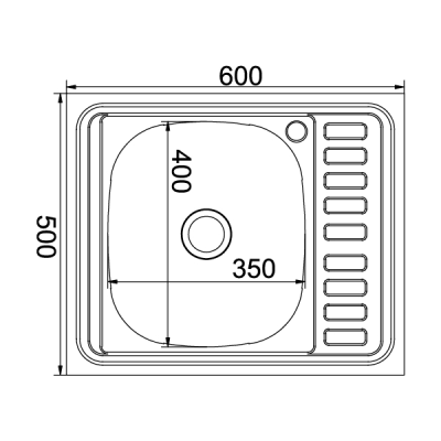Мойка 60х50 (0,6) левая, выпуск 3 12 MIXLINE 16см с сифоном чертеж