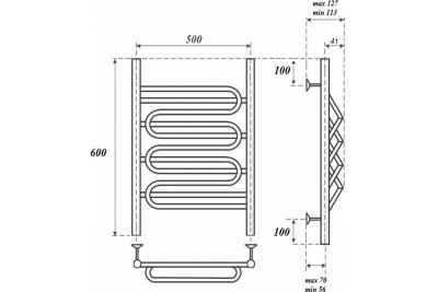 Полотенцесушитель Point PN01156S П5 500x600, хром