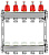 Коллекторная группа на 5 выходов с расходомерами 1" x 3/4" Aquasfera, нерж. 9501-04