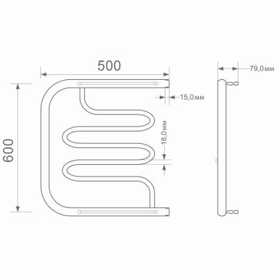 Полотенцесушитель ПМ2 60х50 1" ПОЛКА ФОКСТРОТ-2 ZOX