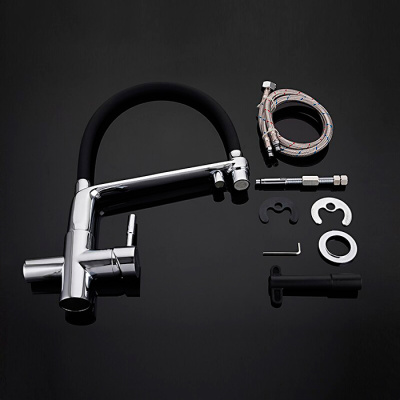 Смеситель GAPPO для кухни с гибким изливом черный/хром G4398-7