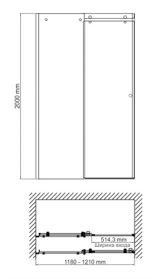 Душевая дверь Vils 56R05 (1200х2000)