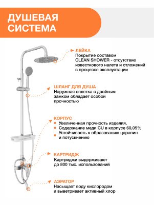 Душевая система AVRORA Glade со смесителем AV3040